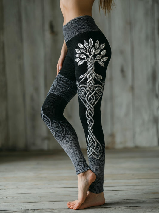 Women's Viking Tree Of Life Pattern Cozy Leggings