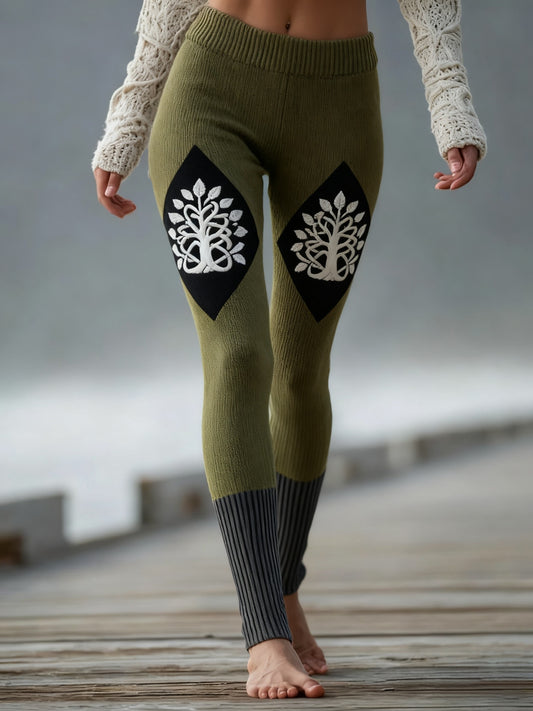 Women's Vintage Viking Celtic Knot Tree Of Life Sports Stretch Leggings