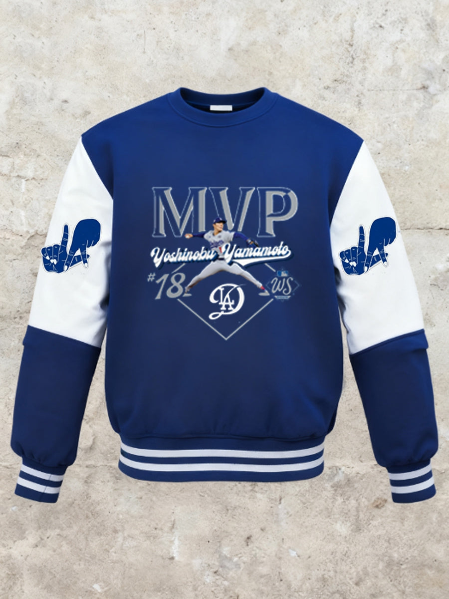 Men's Los Angeles Dodgers Yohji Yamamoto MVP World Series Champion 2025 Reversible Baseball Crew Neck Sweatshirt