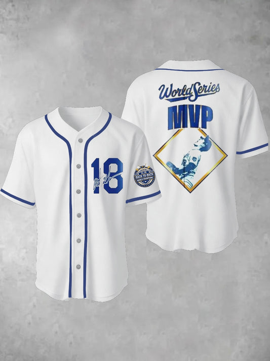 Men's Los Angeles Dodgers Yohji Yamamoto MVP World Series Champion 2025 Reversible Baseball  Short Sleeve Shirt