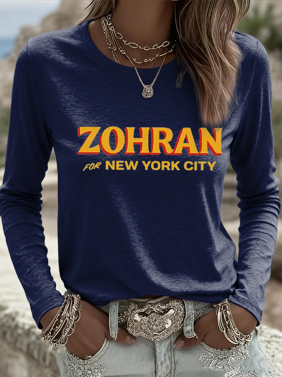 Women's Retro Mayor Mamdani Sports  Long-Sleeve Top