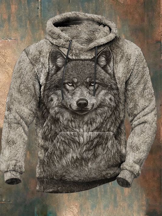 Men's Viking Wolf Plush Hoodie