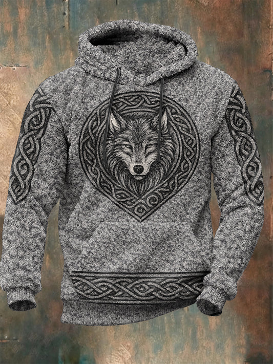 Men's Viking Wolf Plush Hoodie