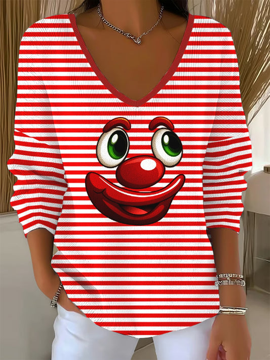 Damen Kölner Karneval V-Ausschnitt gerippt Top