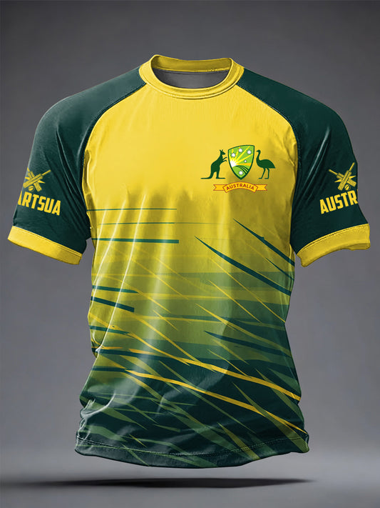 Men's Australia Cricket Printed Casual short sleeves t-shirt
