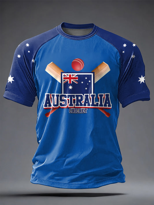 Men's Australia Cricket Printed Casual short sleeves t-shirt