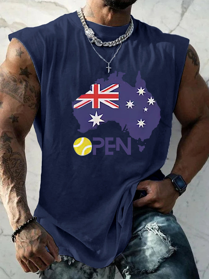 Men's Australian Open For Tennis Lover Sleeveless  Vests