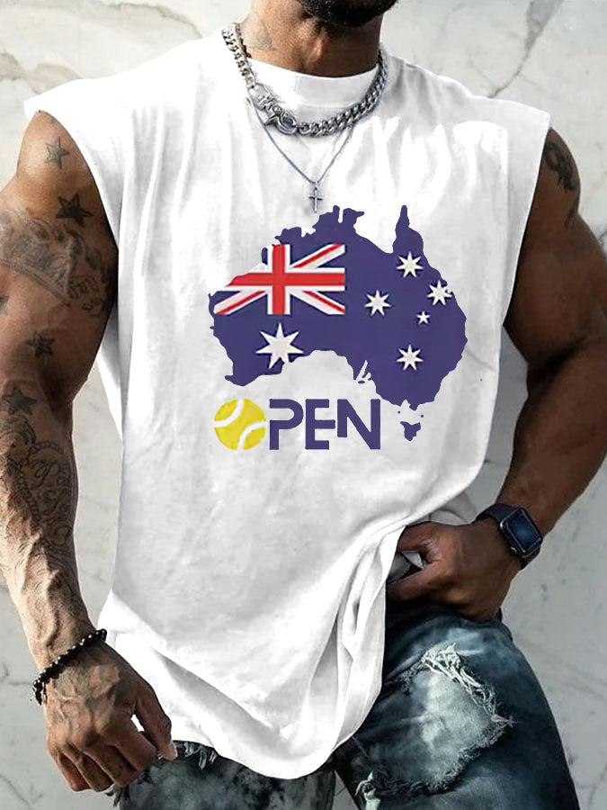 Men's Australian Open For Tennis Lover Sleeveless  Vests