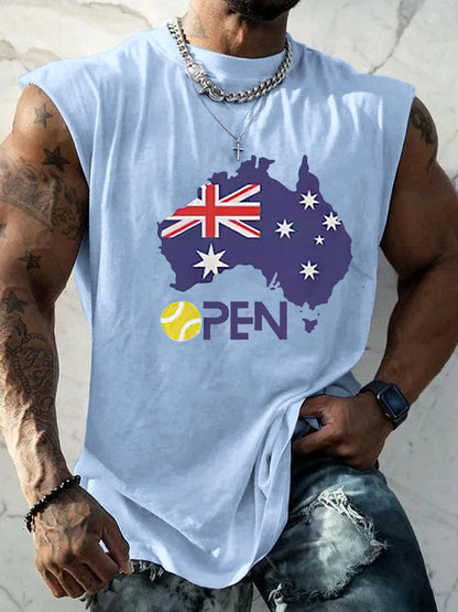 Men's Australian Open For Tennis Lover Sleeveless  Vests