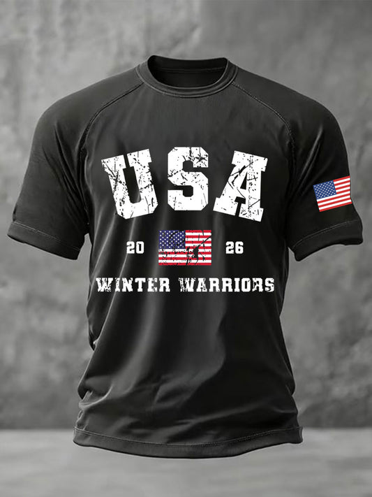 Men's USA Winter Sports 2026 Printed Casual short sleeves t-shirt