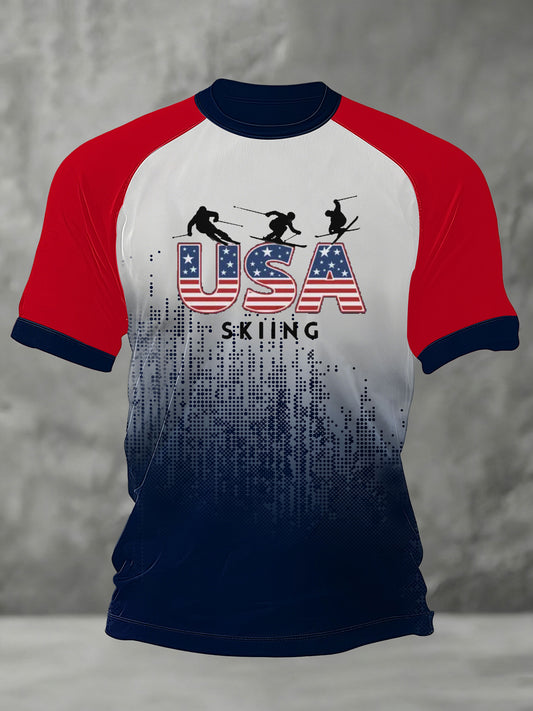 Men's Winter Sports 2026 Skiing Printed T-shirt