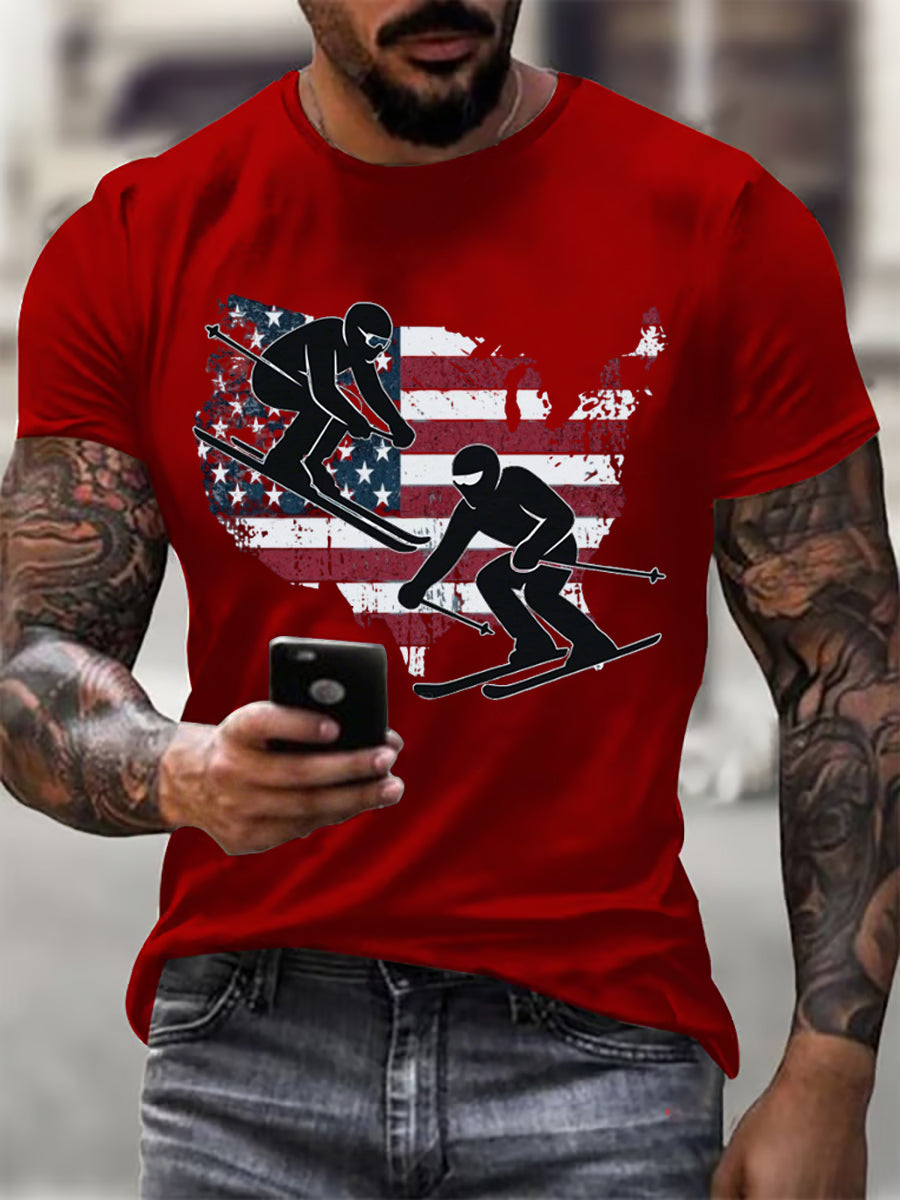 Men's Winter Sports 2026 Ski Printed T-shirt