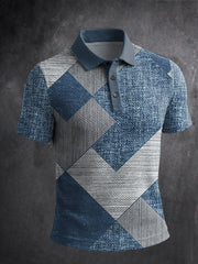 Men's Vintage Business Style Printed Casual Polo Shirt