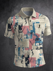 Men's Vintage Business Style Printed Casual Polo Shirt