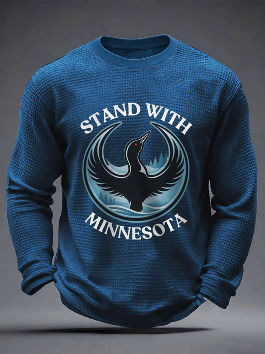 Men's Stand With Minnesota Abolish Ice Waffle Long Sleeve T-Shirt