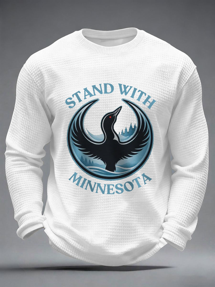Men's Stand With Minnesota Abolish Ice Waffle Long Sleeve T-Shirt