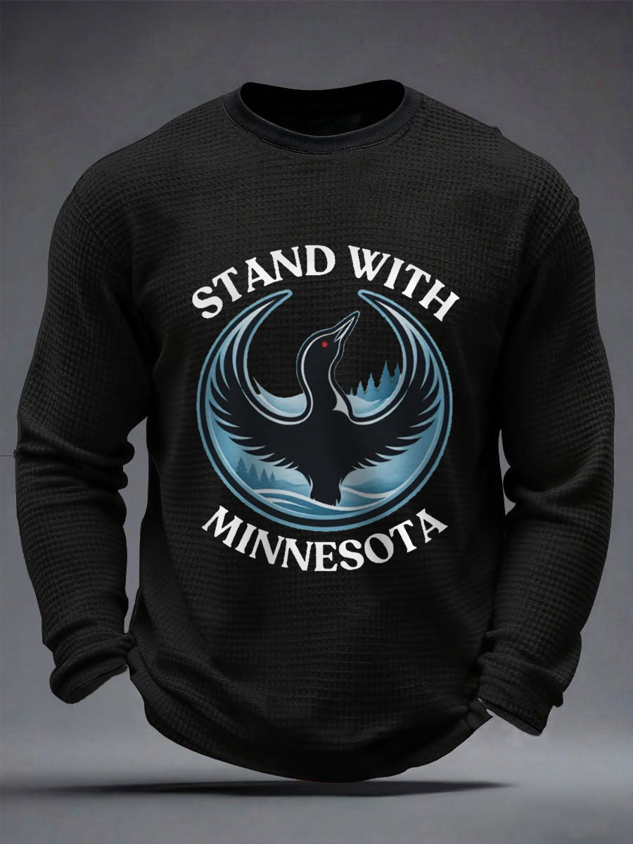 Men's Stand With Minnesota Abolish Ice Waffle Long Sleeve T-Shirt