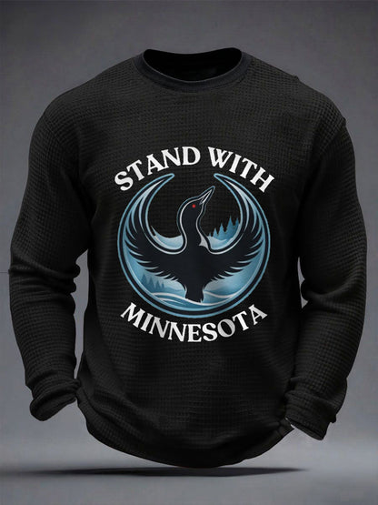 Men's Stand With Minnesota Abolish Ice Waffle Long Sleeve T-Shirt
