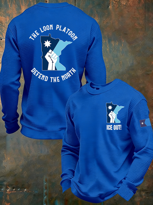 Men's The Loon Platoon Defend The North ICE Out Waffle Long Sleeve T-Shirt