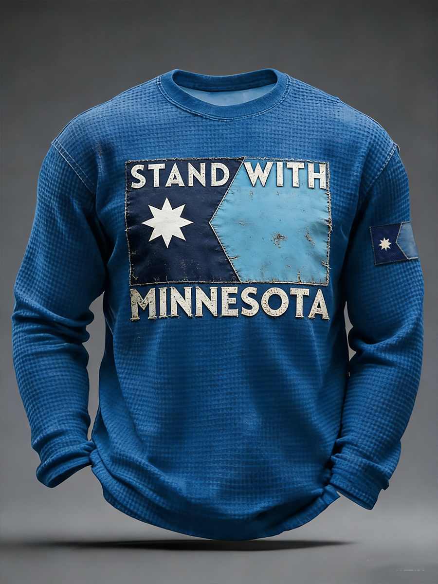 Men's Stand With Minnesota Waffle Long Sleeve T-Shirt