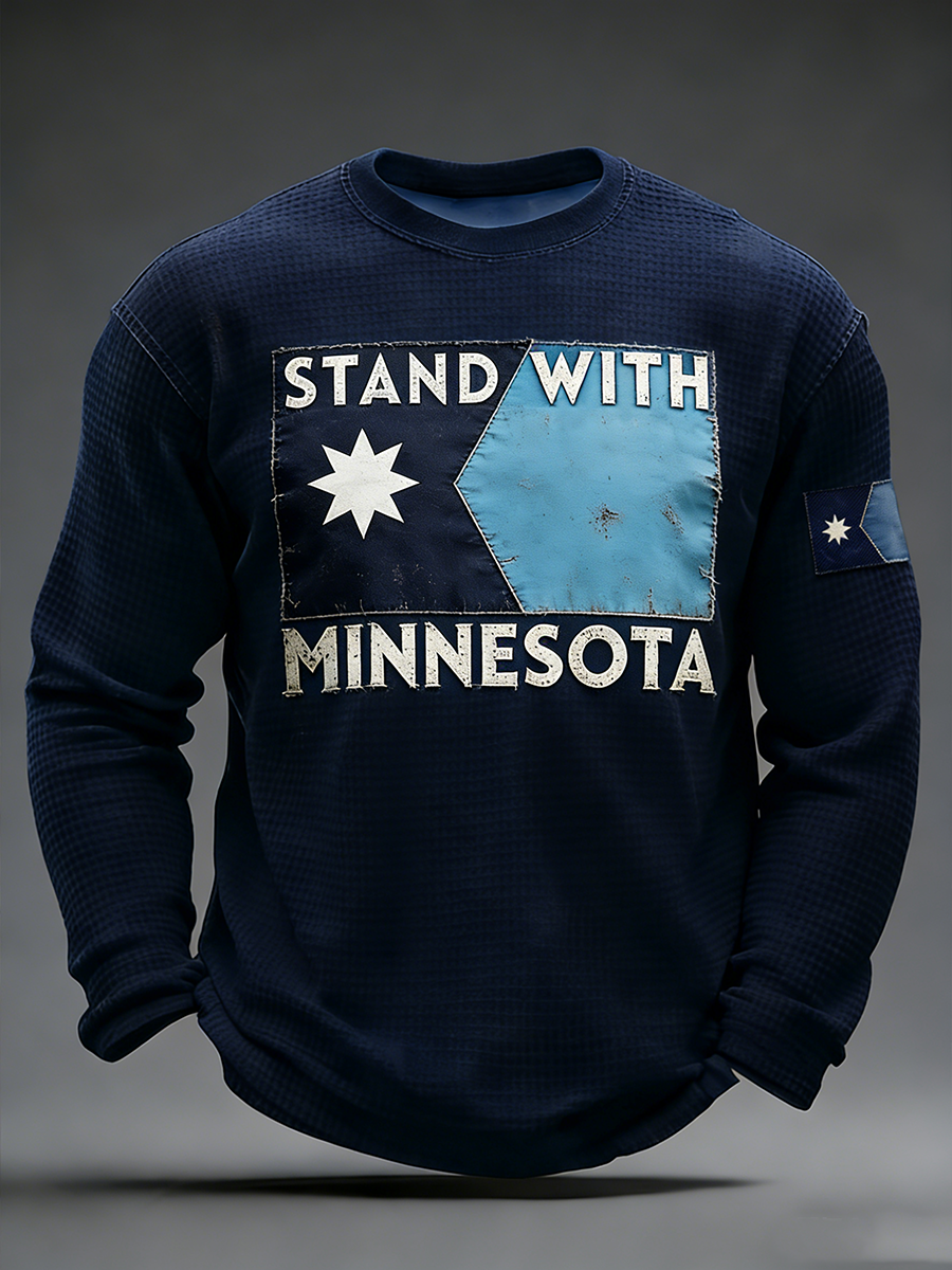 Men's Stand With Minnesota Waffle Long Sleeve T-Shirt
