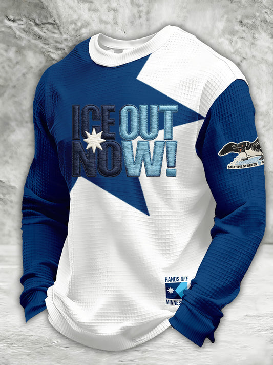 Men's Minnesota ICE OUT Printed Waffle Long Sleeve Sweatshirt