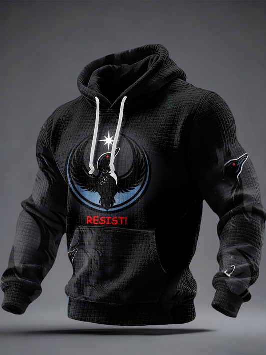 Men's The Loon Platoon Rebel Alliance Resist Printed Checkered Cotton Hoodie