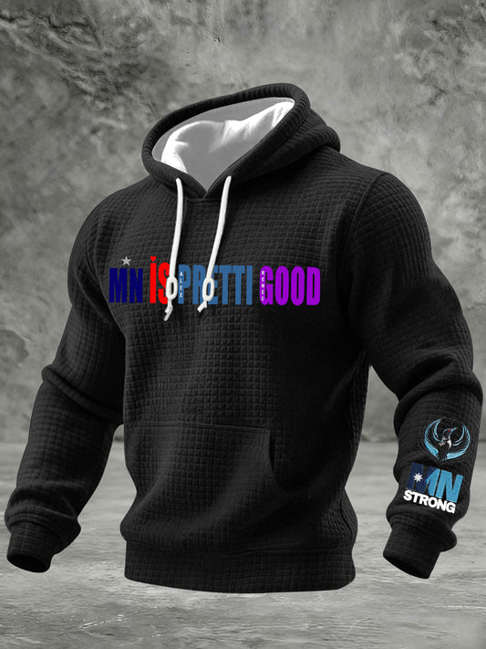 Men's Minnesota Strong Be Pretti Good Checkered Cotton Hoodie