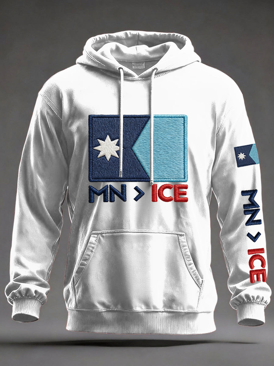 Men's Minnesota No ICE Oversized Drop-Shoulder Hoodie with Pockets