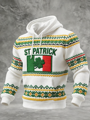 Men's St. Patrick's Day Printed Checkered Cotton Hoodie