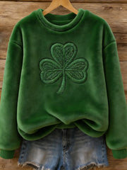 Women's St Patricks Day Shamrock Art Print Flannel Sweatshirt