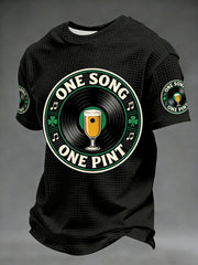 Men's  Retro St. Patrick's Day Vinyl Beer Waffle Short Sleeves T-shirt