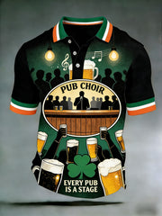 Men's  Retro St. Patrick's Day Irish Pub Beer Waffle Short Sleeves T-shirt