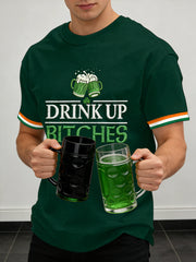 Unisex Funny St. Patrick's Day Drink Up Bitches Print Casual Tee