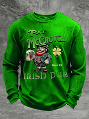 Men's St. Patrick's Day Printed Waffle Long Sleeve Sweatshirt