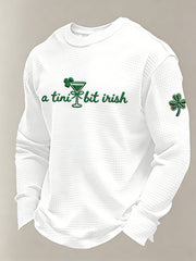 Men's St. Patrick's Day A Tini Bit Irish Printed Waffle Sweatshirt