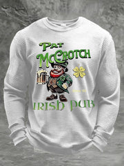 Men's St. Patrick's Day Printed Waffle Long Sleeve Sweatshirt