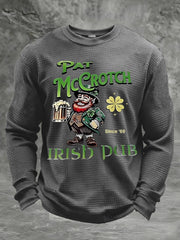 Men's St. Patrick's Day Printed Waffle Long Sleeve Sweatshirt