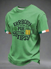 Men's St. Patrick's Day Errbody In The Pub Geetin Tipsy Beer Printed T-shirt