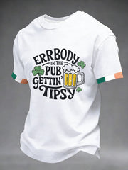 Men's St. Patrick's Day Errbody In The Pub Geetin Tipsy Beer Printed T-shirt