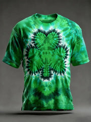 Men's St. Patrick's Day Tie-Dye Shamrock Print Casual Tee