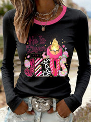 Women's Vintage Faith Easter Print Top