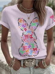 Women's Bunny Easter short-sleeved T-shirt