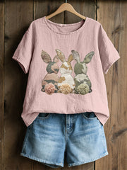 Women's Rabbit Patchwork Art Print Casual Top