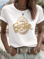 Women's White Easter Egg 3D Print Casual T-Shirt