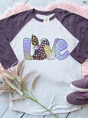 Women's Easter Bunny Animal Print Crew Neck Raglan Sleeve T-Shirt