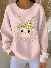 Women's Easter Bunny Art Print Casual Sweatshirt