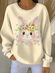 Women's Easter Bunny Art Print Casual Sweatshirt