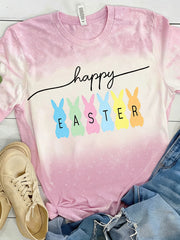 Women's Easter Bunny Animal Printed Vintage Fashion Loose Short Sleeve T-Shirt