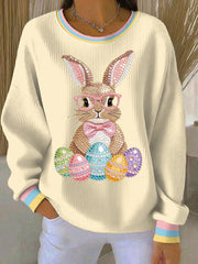 Women's Easter Bunny Art Print Casual Sweatshirt